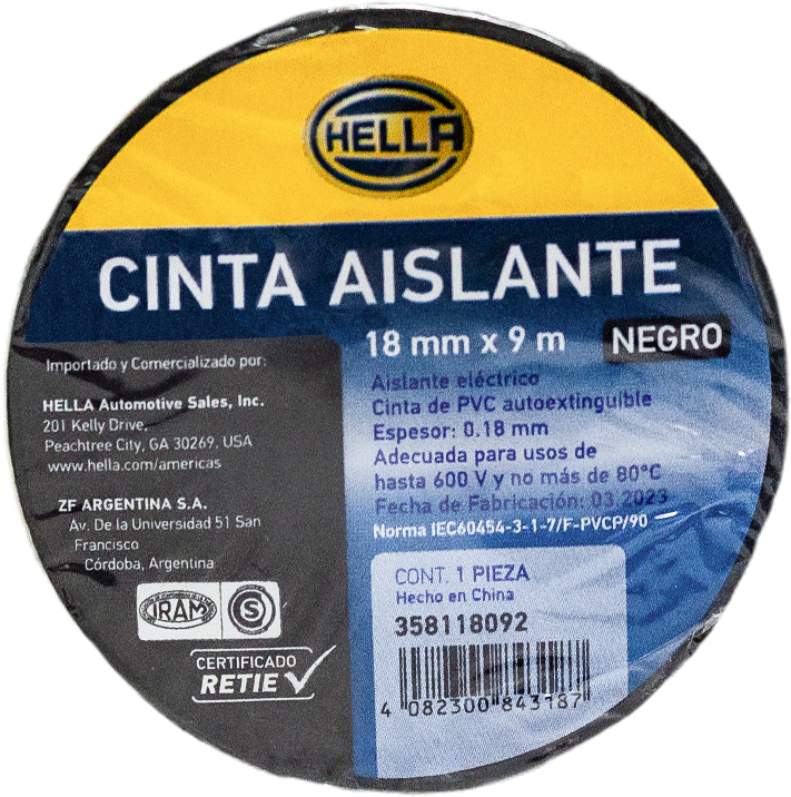 009 160-34 CINTA AISLANTE HELLA 9m ROLLO PEQUEÑO